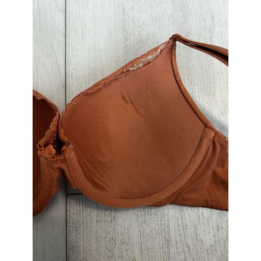 Victoria's Secret Body By Victoria Perfect Shape Bra 34B Sienna Gold Floral Lace
